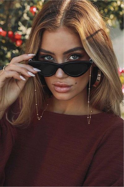 fullcontrol Women's Gold Top Mode Gold Glasses Chain