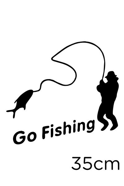 MIGNATIS Let's Go Fishing Autocolant Etichetă Lipire 35cm - Negru