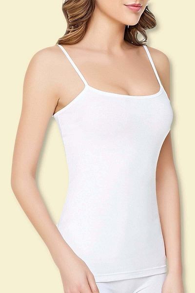 Tutku Tricot de corp pentru femei, alb Bulut Fashion 0146, pachet de 6, din bumbac, cu curele din frânghie.