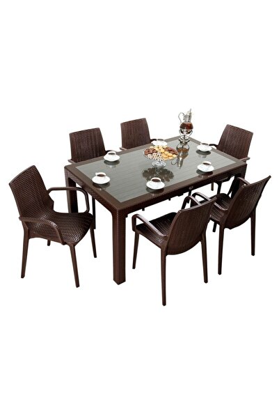 Mandella Elit Rattan 90x150 Nirvana Koltuk Camlı Masa Takımı