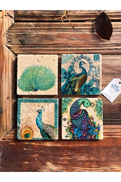 Oscar Stone Decor Oscar Stone Doğaltaş Bardak Altlığı- 4 Lü Set(10 Cmx10 Cm)