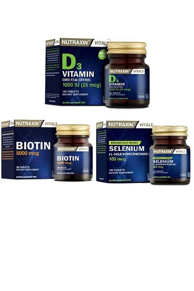 Nutraxin Biotin Hair Vitamin - Selenium 100Mcg and D3 120 Tablets