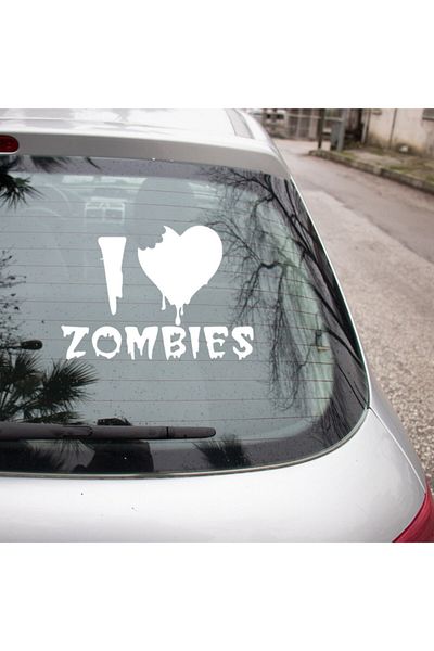 MIGNATIS Autocolant Text I Love Zombies Lipire 35cm - Alb
