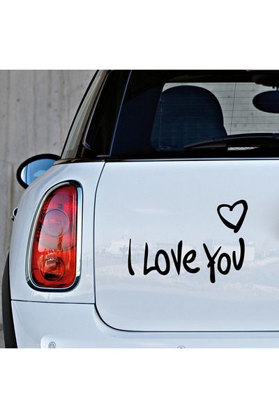 MIGNATIS Autocolant cu text I Love You și semn de inimă în partea de sus dreapta 35 cm - negru