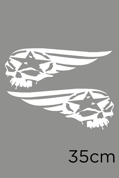 MIGNATIS Autocolant cu craniu Wing And Army Star 35cm - Alb