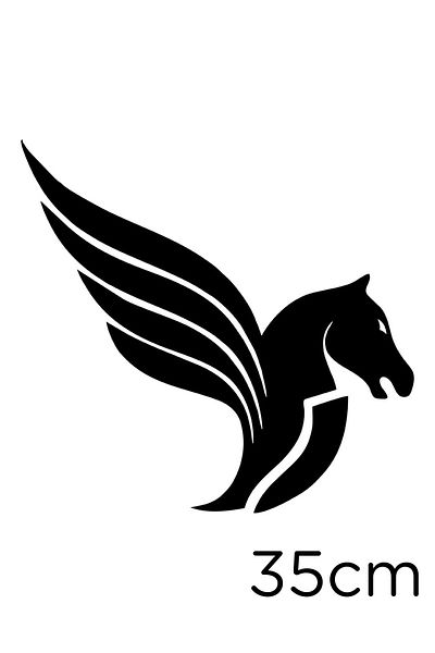 MIGNATIS Pegasus Cap de cal zburător Autocolant cal mitologie greacă 35cm - negru