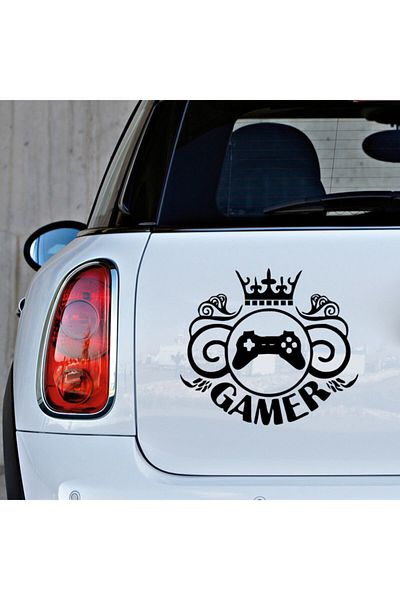 MIGNATIS Autocolant Gamer Text Play Staion și King Crown 35cm - Negru