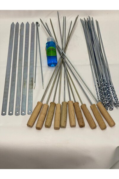 CEREN MANGAL Mangal Şiş Set 37 Parça (5 Adet Adana,10 Adet Ağaç Saplı,20 Adet...