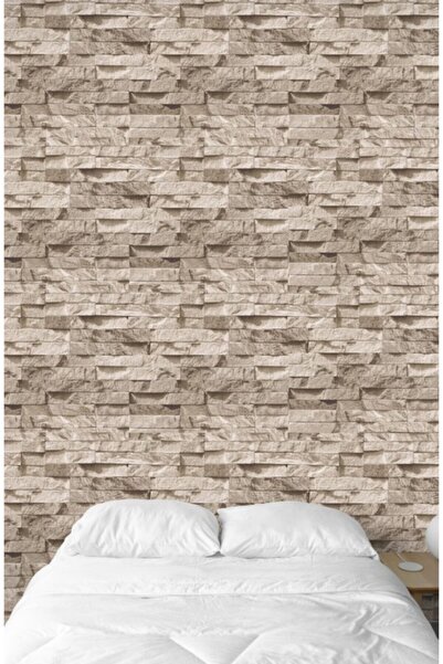 FNC CONCEPT Taş Desenli 3 Boyutlu Duvar Kağıdı Bej Krem 300f