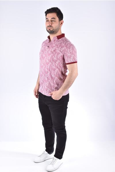 GUERRO تيشيرت رجالي ذو رقبة بولو كلاسيكية باللون الأحمر Tsr5054