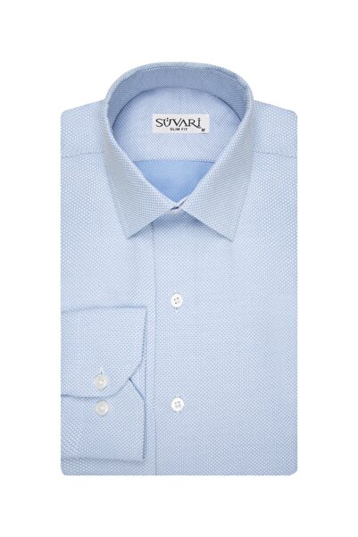 SÜVARİ Slim Fit Armür Desenli Erkek Gömlek