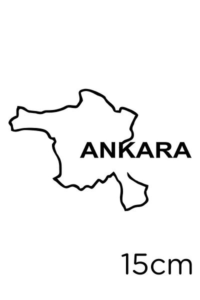 New Jargon Autocolant Harta Ankara pentru Vehicul și Perete 15cm - Negru