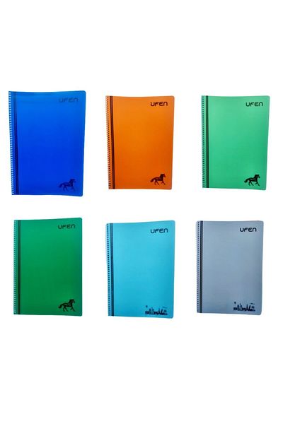 UFEN School Notebook Pp Cover Spiral Notebook A4 6 Pieces 120 Sheets 3 Lines + 3 Squares