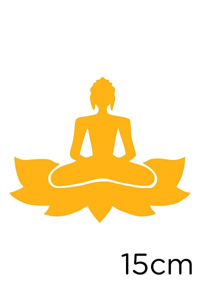 New Jargon Woman Doing Buddha Zen Yoga on Flower Sticker 15cm - Yellow