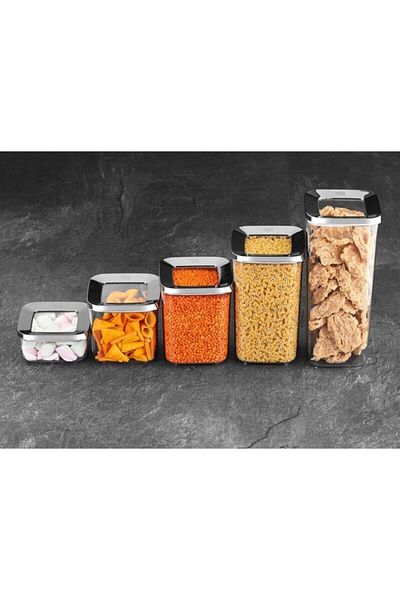 VİP AHMET 5 Piece Sun Square Storage Container Smoked Set of 5
