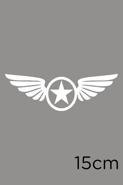 New Jargon Lipire autocolant Army Stars And Wings 15cm - Alb