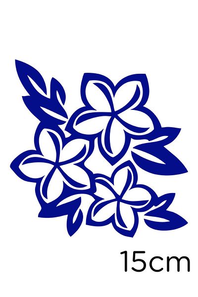 New Jargon Flowers And Leaves Wall Modified Car Sticker 15cm - Navy Blue