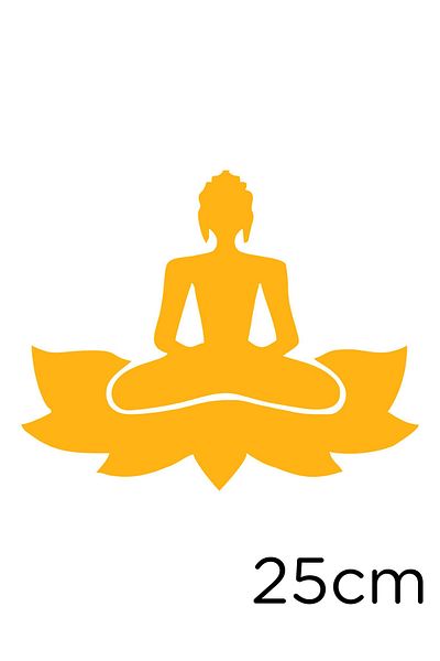 New Jargon Woman Doing Buddha Zen Yoga on Flower Sticker 25cm - Yellow