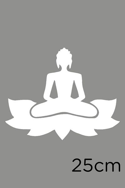 New Jargon Woman Doing Buddha Zen Yoga on Flower Sticker 25cm - White