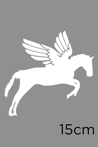 New Jargon Autocolant Pegasus Cal în galop Lipire 15cm - Alb
