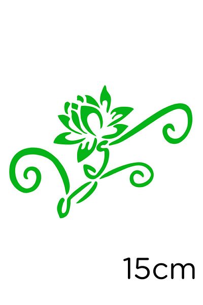 New Jargon Green Water Lily Flower Wide Large Leaf Sticker - 15cm