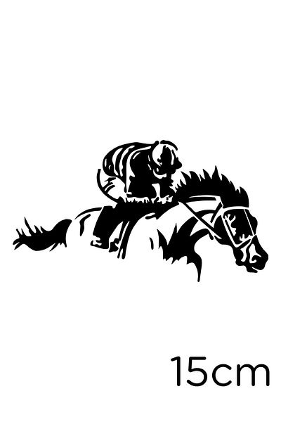 New Jargon Autocolant Curse de cai Jockey On Horse Racehorse 15cm - Negru