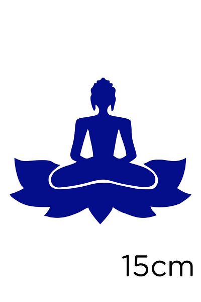 New Jargon Women's Sticker Buddha Zen Yoga on Flower 15cm - Navy