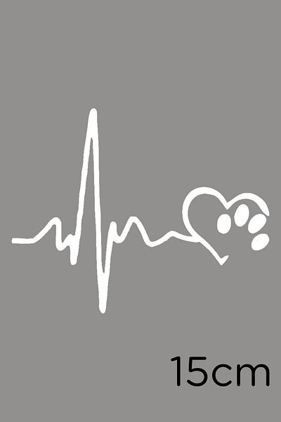New Jargon Pulse Heartbeat Paw Pethop Autocolant 15cm - Alb