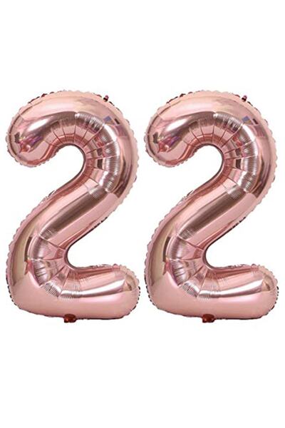 DMS DEKOR بالون فويل رقم 22 سنة، ذهبي وردي، 80 سم