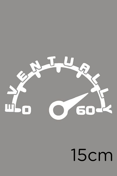 New Jargon Semn de viteză și în urmă scriere autocolant 15cm - alb