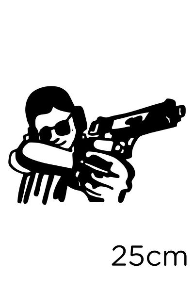 New Jargon Autocolant Ready Man Shooting a Poligonda 25cm - Negru