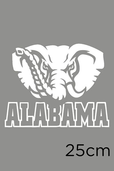 New Jargon Autocolant cu text elefant bătrân și Alabama 25 cm - alb