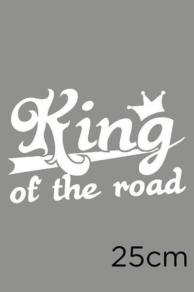 New Jargon Autocolant cu inscripție și coroană King Of The Road 25cm - Alb
