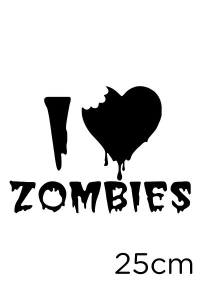 New Jargon Autocolant cu text I Love Zombies 25cm - Negru
