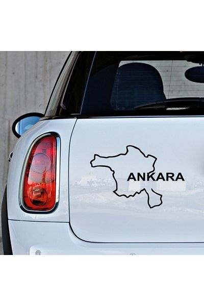 New Jargon Autocolant Harta Ankara pentru Vehicul și Perete 25cm - Negru