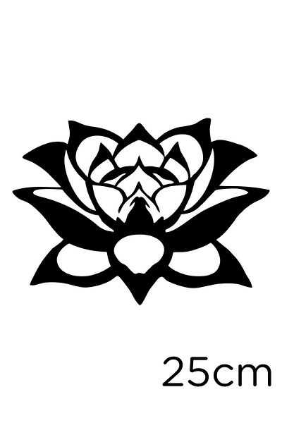 New Jargon Decoration Motif Lotus Flower Sticker for Yoga and Zenes 25cm - Black