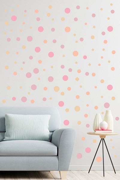 ENGINPRINT 99 Pieces of Pink Tone Large and Small Round Shape Wall Stickers