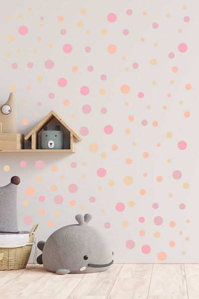 ENGINPRINT 99 Pieces of Pink Tone Large and Small Round Shape Wall Stickers