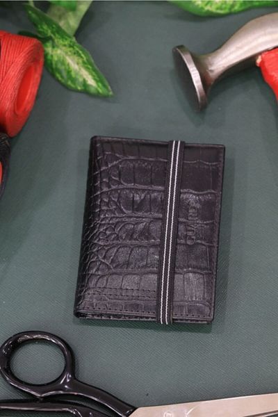 GUARD Croco Patterned Black Sports Card Holder - Elastic