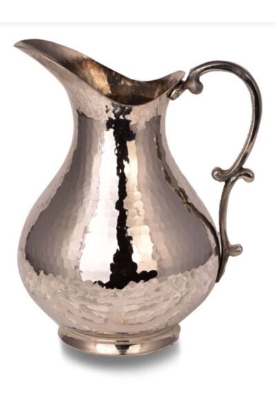 Guness Beyaz Çekiç Işlemeli Dövme Bakır Sürahi 2 Litre