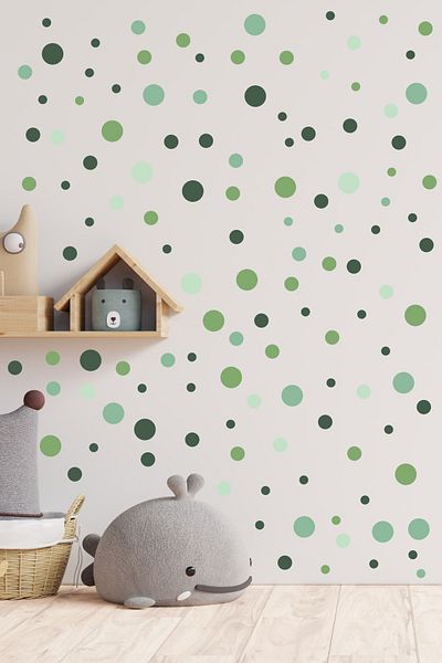 ENGINPRINT Green Tone Large and Small Round Shape Wall Sticker 99 Pieces Green.