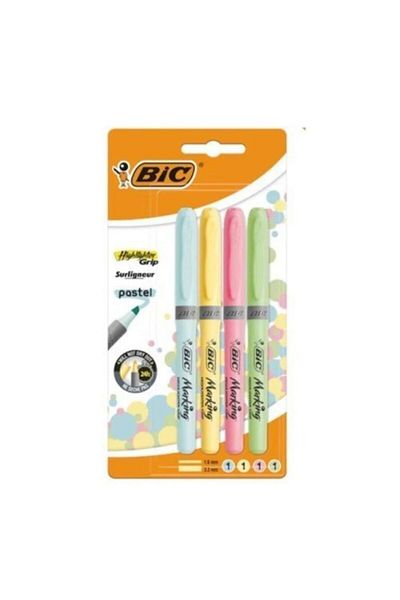 Bic Marcator Highlighter Grip Pastel 4 Culori