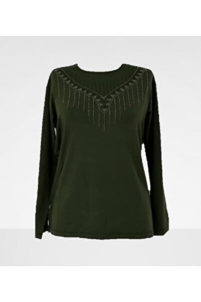 Nacar Anne Yaka Taşlı Penye Buluz