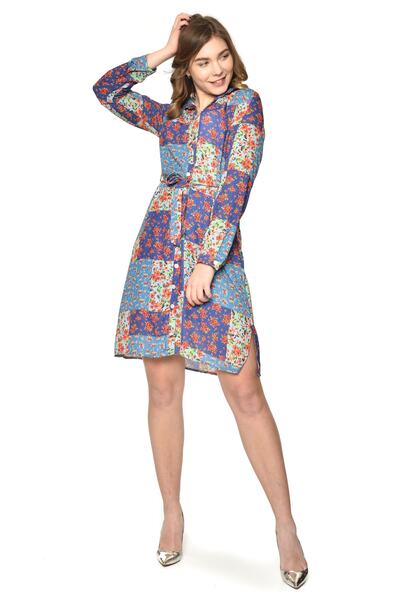 Pitti Women's Blue Patterned Dress 51065