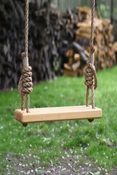 Bk Gift Home Doğal Ahşap Salıncak Ev Bahçe Büyük Salıncak 50 Cm