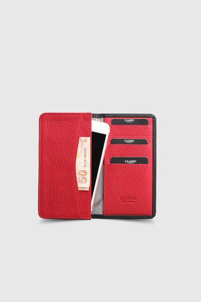 GUARD Black Leather Portfolio Wallet with Phone Port