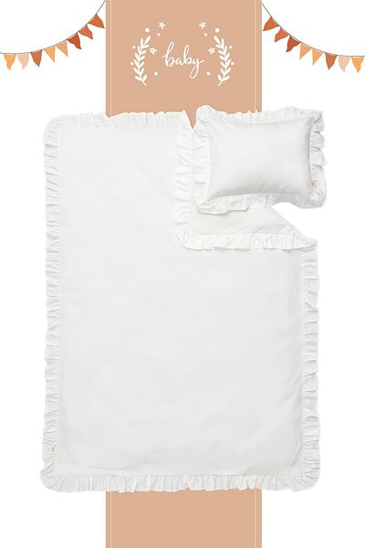 Piamom Simple Plain Farballi / Ruffled Cotton Baby / Kids Bedding Set