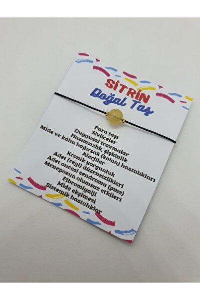 GÜMÜŞTEL EL SANATLARI Sertifikalı Sitrin Doğal Taş Ip Bileklik Orijinal Doğal...