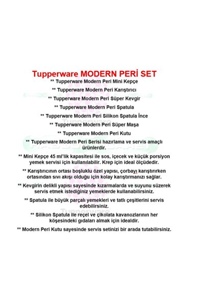 Tupperware Modern Peri Set ( Kepçe-spatula-maşa-karıştırıcı ) Hsgl
