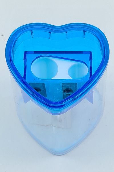 TGB Heart Pencil Sharpener Two-Eye Pencil Sharpener Double Sided Pencil Sharpener with Tank Blue